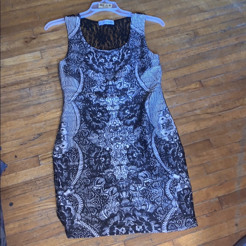 Almost Famous cream and black Dress